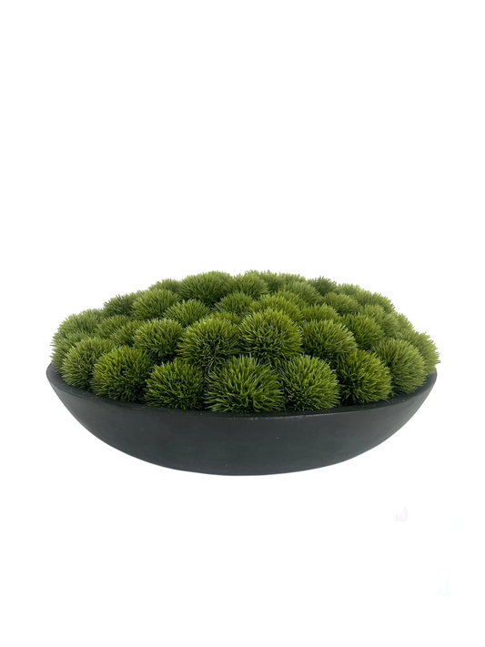 Artificial dianthus set in a black mango wood planter 